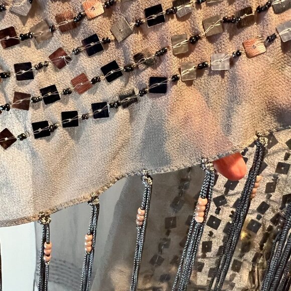 NWT Bijoux Terner Gray Sheer Shawl with sequins - Picture 7 of 8